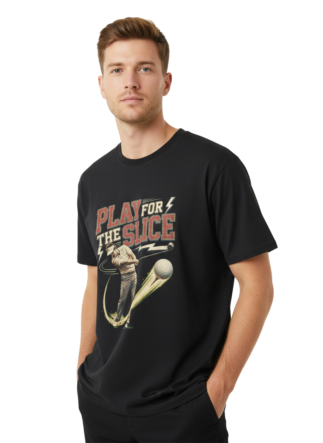 PLAY FOR THE SLICE Graphic T Shirt | Tshirts About Golf, Funny Golf Gift & YouTube Golf Tee - Image 2