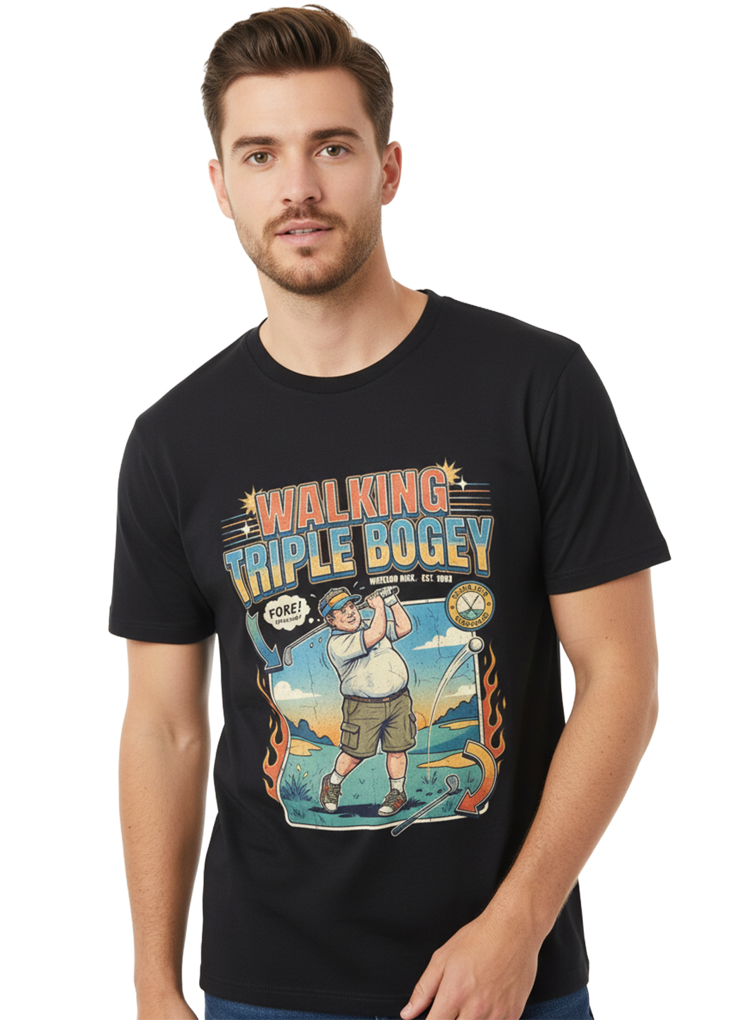 WALKING TRIPLE BOGEY Graphic T Shirt | Graphic Tshirts About Bad Golf, Funny Golf Gift & YouTube Golf Tee - Image 2