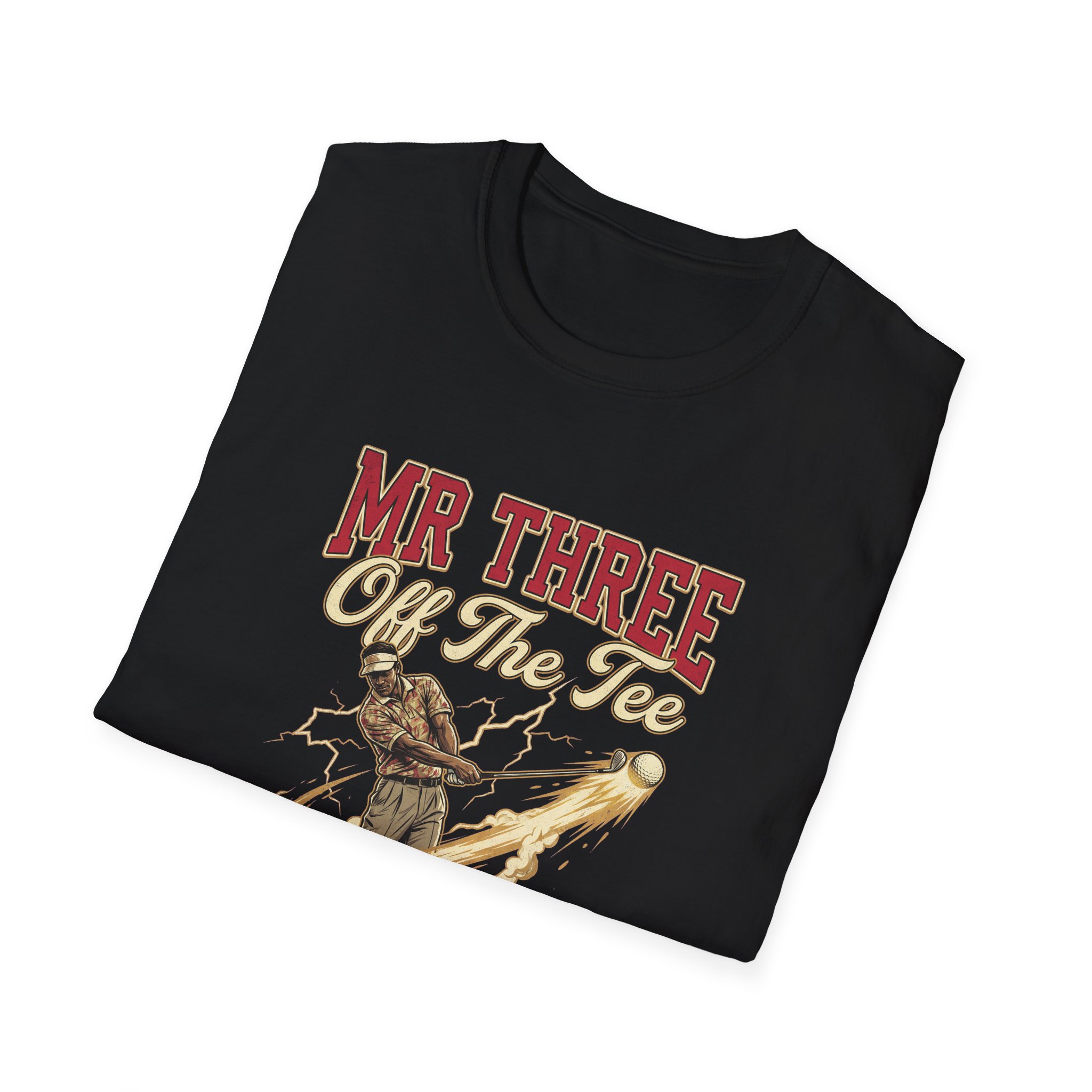MR THREE OFF THE TEE Graphic T Shirt | Graphic Tshirts About Golf, Funny Golf Gift & YouTube Golf Tee - Image 3